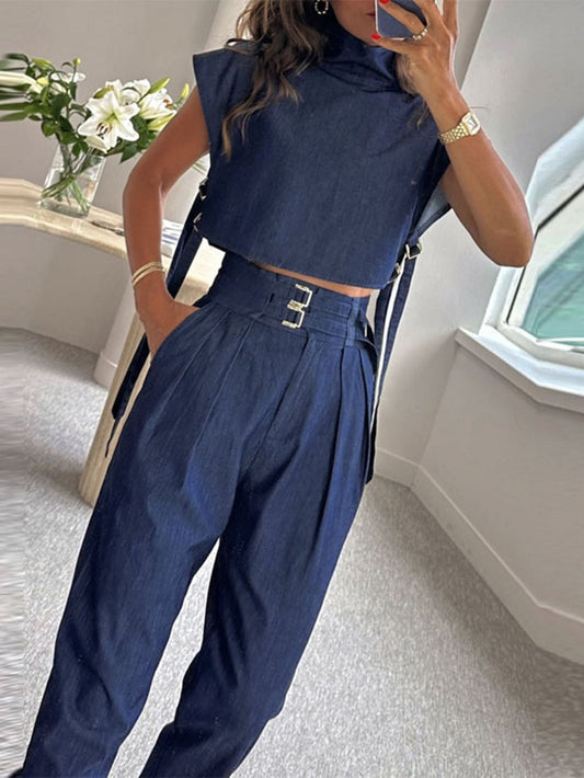 MiSun - Blauwe top en broek set