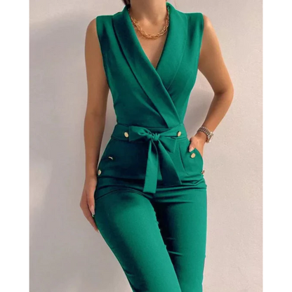 MonLu - Stijlvolle mouwloze jumpsuit met knoop details