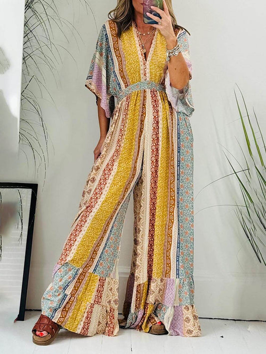 MiSun - Bohemian patchwork wijde pijpen jumpsuit