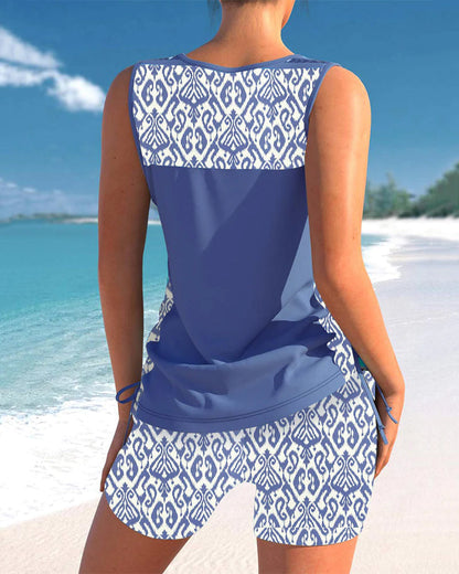 Lena - Tankini met geometrische print en V-halslijn