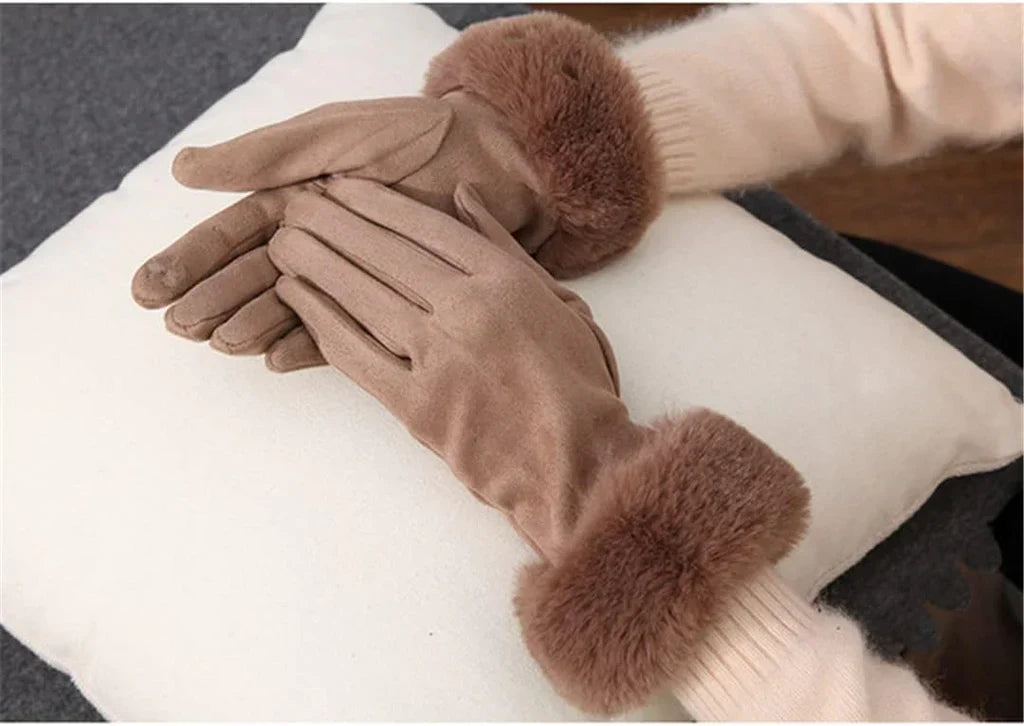 Luna - Suède Handschoenen met Imitatiebont voor Extra Warmte