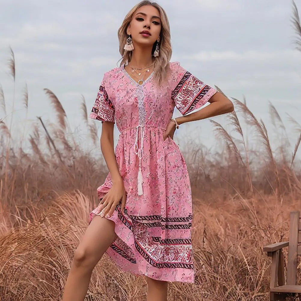 SoSoof- Roze boho jurk