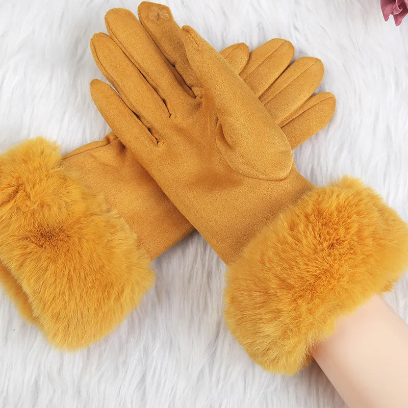 Luna - Suède Handschoenen met Imitatiebont voor Extra Warmte