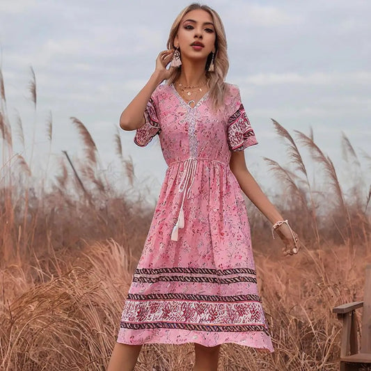 SoSoof- Roze boho jurk