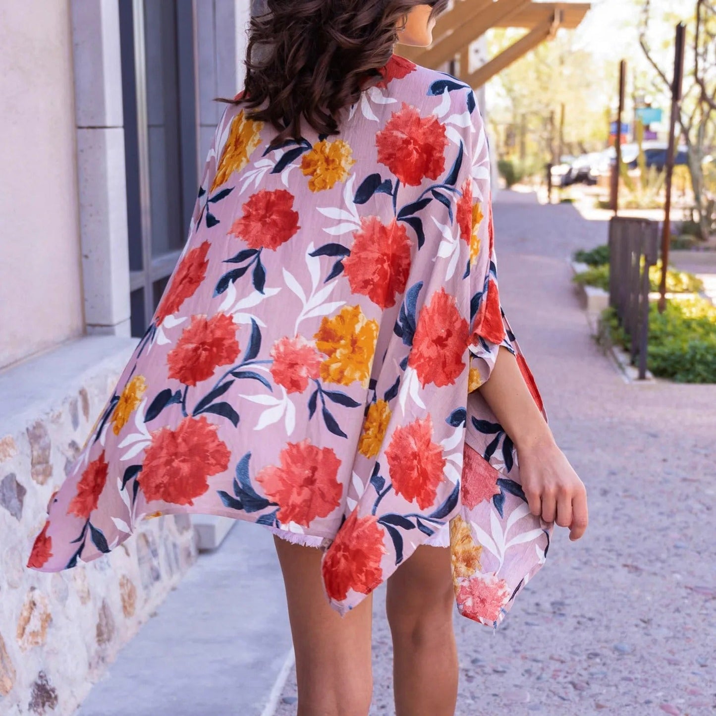 SandRoze - Chiffon kimono met print