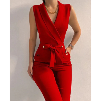 MonLu - Stijlvolle mouwloze jumpsuit met knoop details