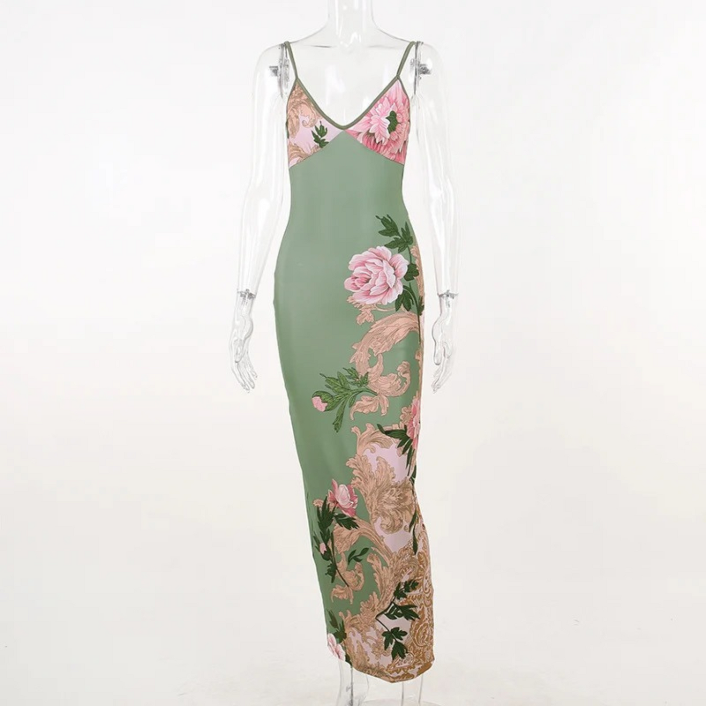 ByLucy - Bodycon zomerjurk met bloemenprint en V-hals voor dames