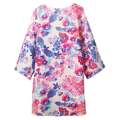 Ademende, zachte kimono met roze bloemmotief van MODA