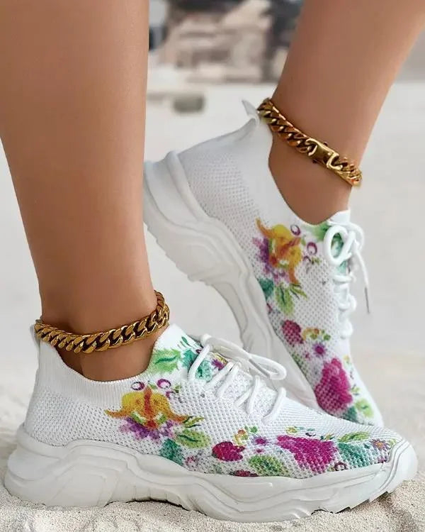 Blaze | Ademende orthopedische vetersneakers met bloemenmotief | PARIS-CHARME