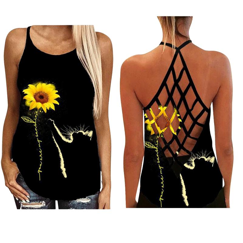 Blaze | Bohemian, rugloze tanktop met halslijn en bloemenprint