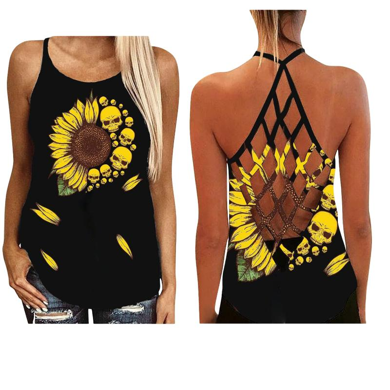 Blaze | Bohemian, rugloze tanktop met halslijn en bloemenprint