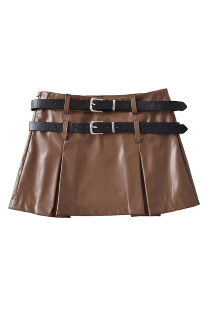 Blaze | Bruin leren skort