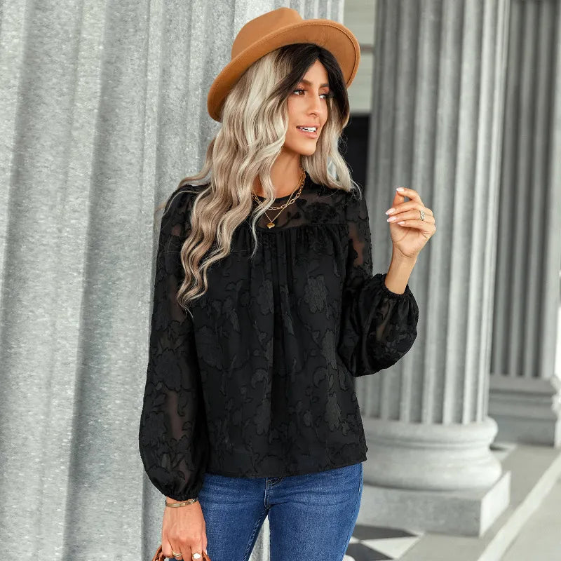 Blaze | Chiffon blouse met lange mouwen