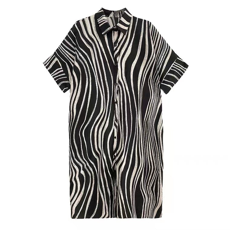 Blaze | Dames overhemdjurk korte mouw zebraprint one size fits all