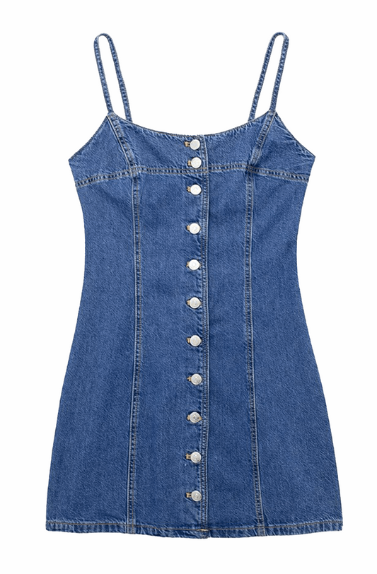 Blaze | Denim mini jurk met knopen