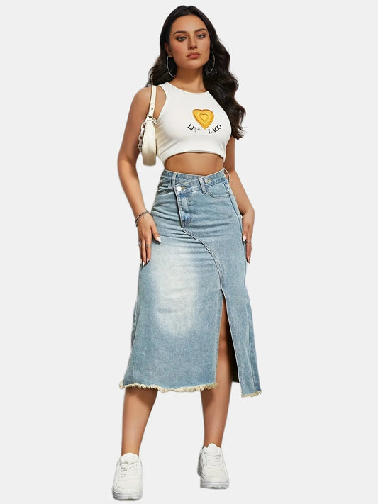 Blaze | Denim rok met hoge taille en split