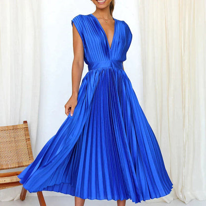 Blaze | Elegante maxi-jurk met V-hals en plooien