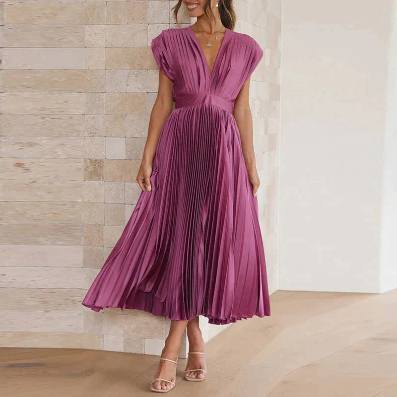 Blaze | Elegante maxi-jurk met V-hals en plooien