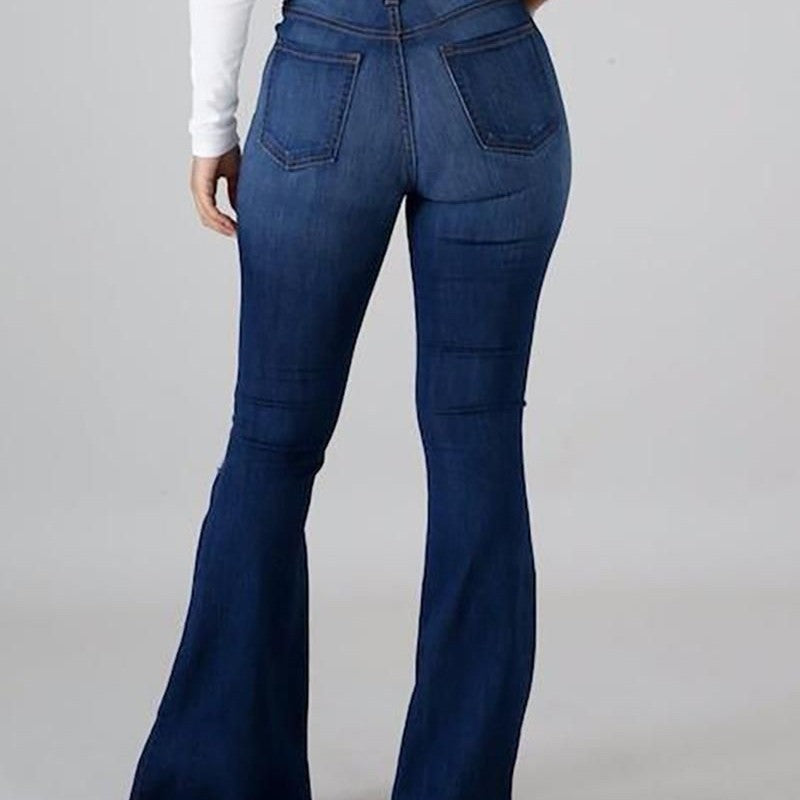 Blaze | Gescheurde, elastische flare jeans met hoge taille