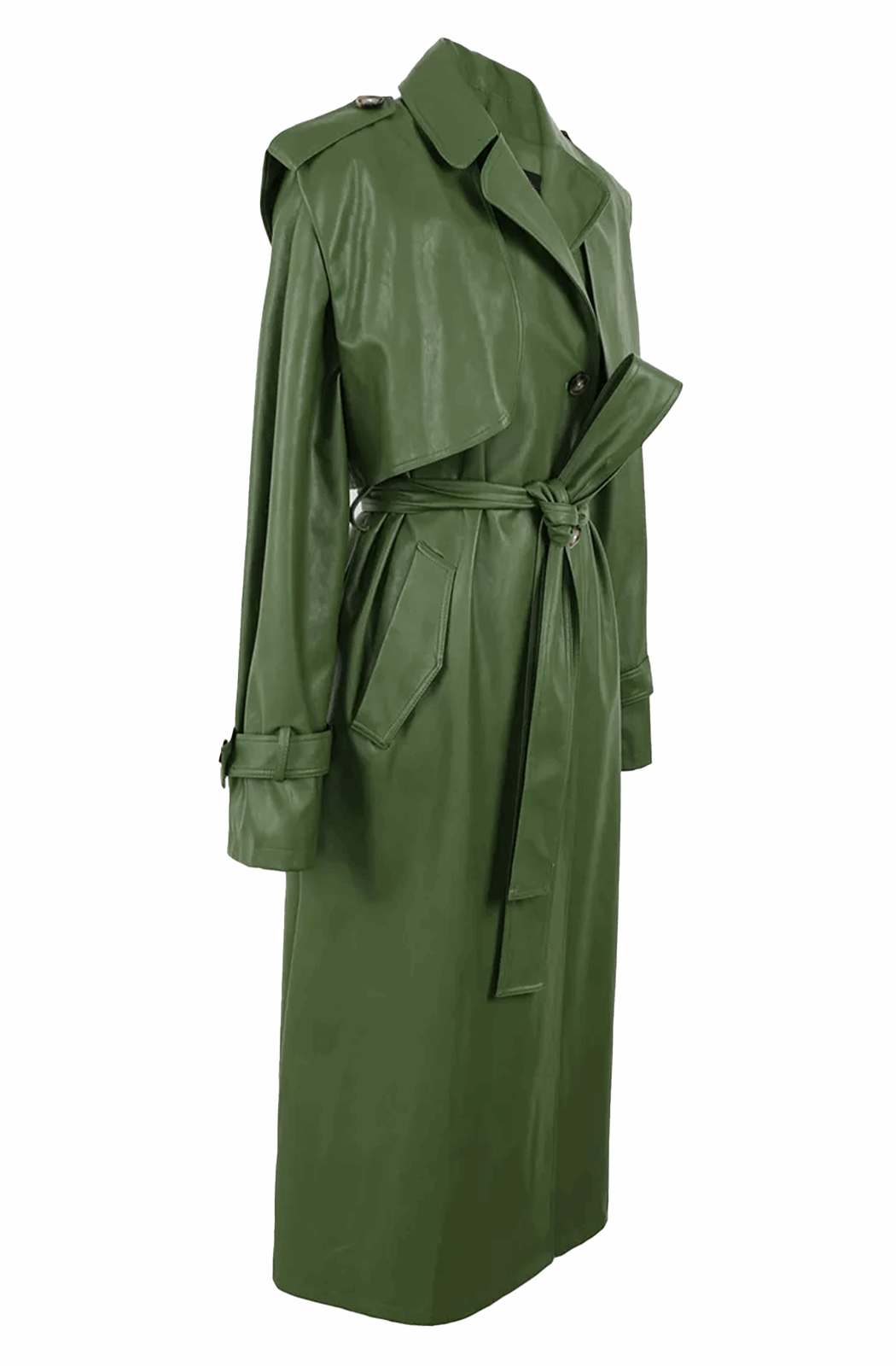 Blaze | Groene leren trenchcoat