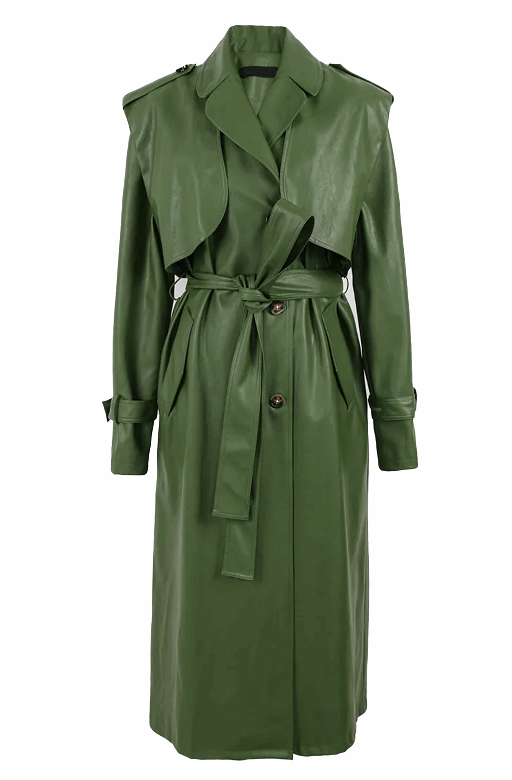 Blaze | Groene leren trenchcoat