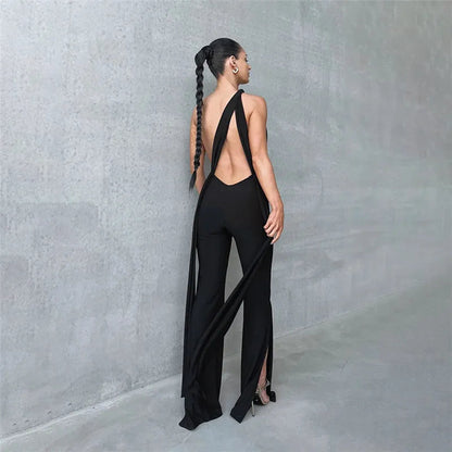 Blaze | Jumpsuit met rugloze halternek en split