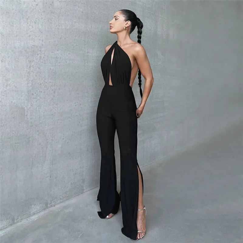 Blaze | Jumpsuit met rugloze halternek en split