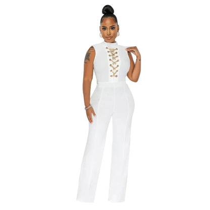 Blaze | Mouwloze broek jumpsuit met kraag