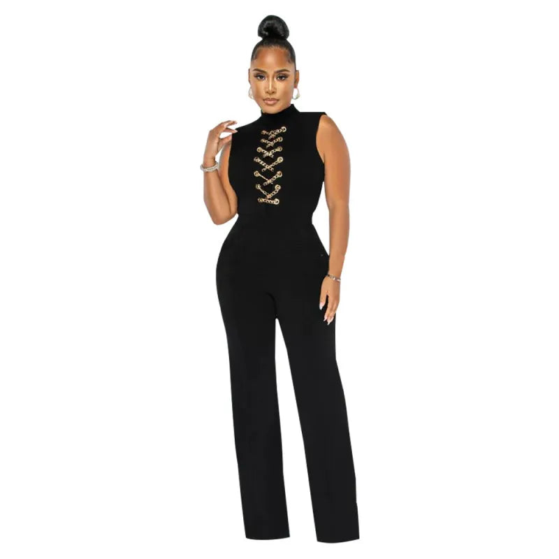 Blaze | Mouwloze broek jumpsuit met kraag