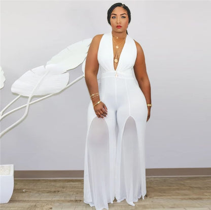 Blaze | Mouwloze jumpsuit met chiffon halslijn