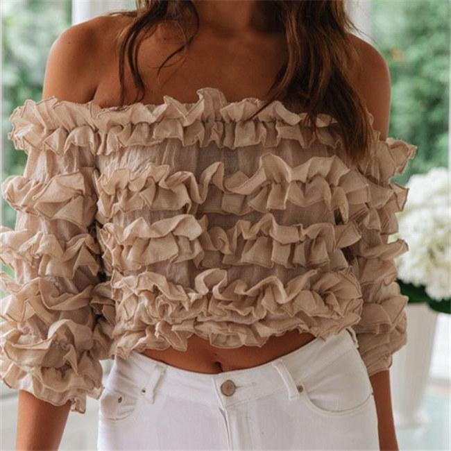 Blaze | Off-the-shoulder crop top met ruches