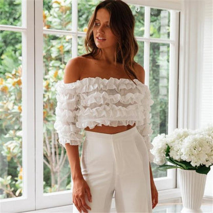 Blaze | Off-the-shoulder crop top met ruches