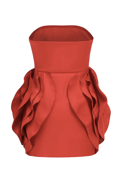 Blaze | Rode strapless jurk met 3D rozen