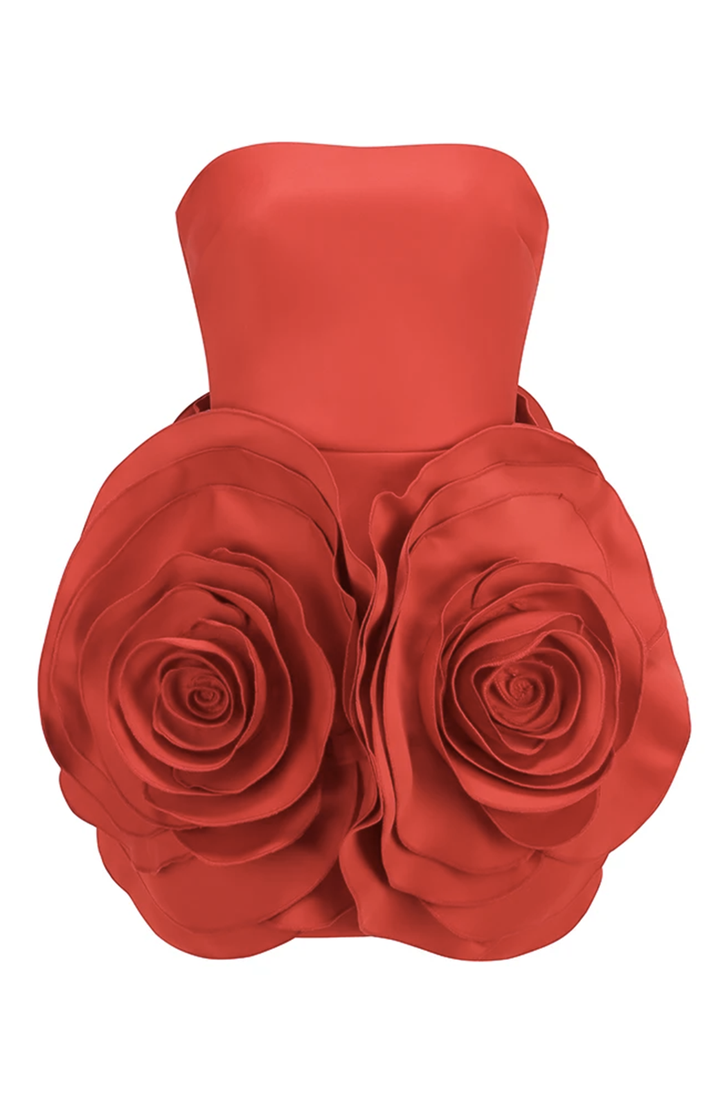 Blaze | Rode strapless jurk met 3D rozen