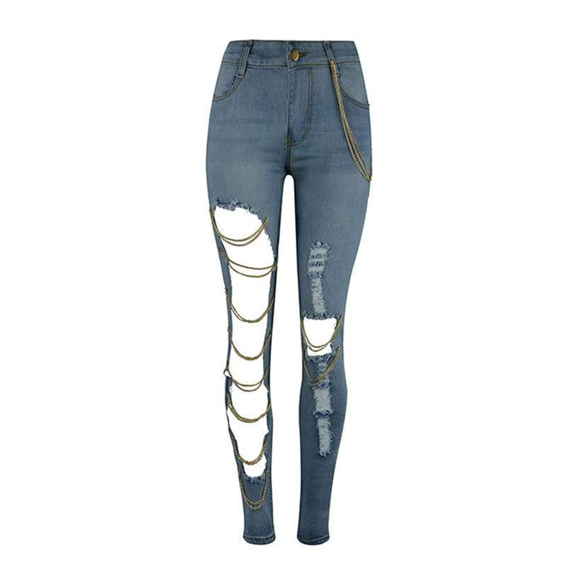 Blaze | Skinny jeans met kettingscheuren