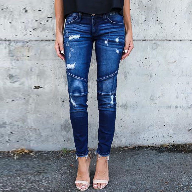 Blaze | Skinny jeans met plooien en scheuren