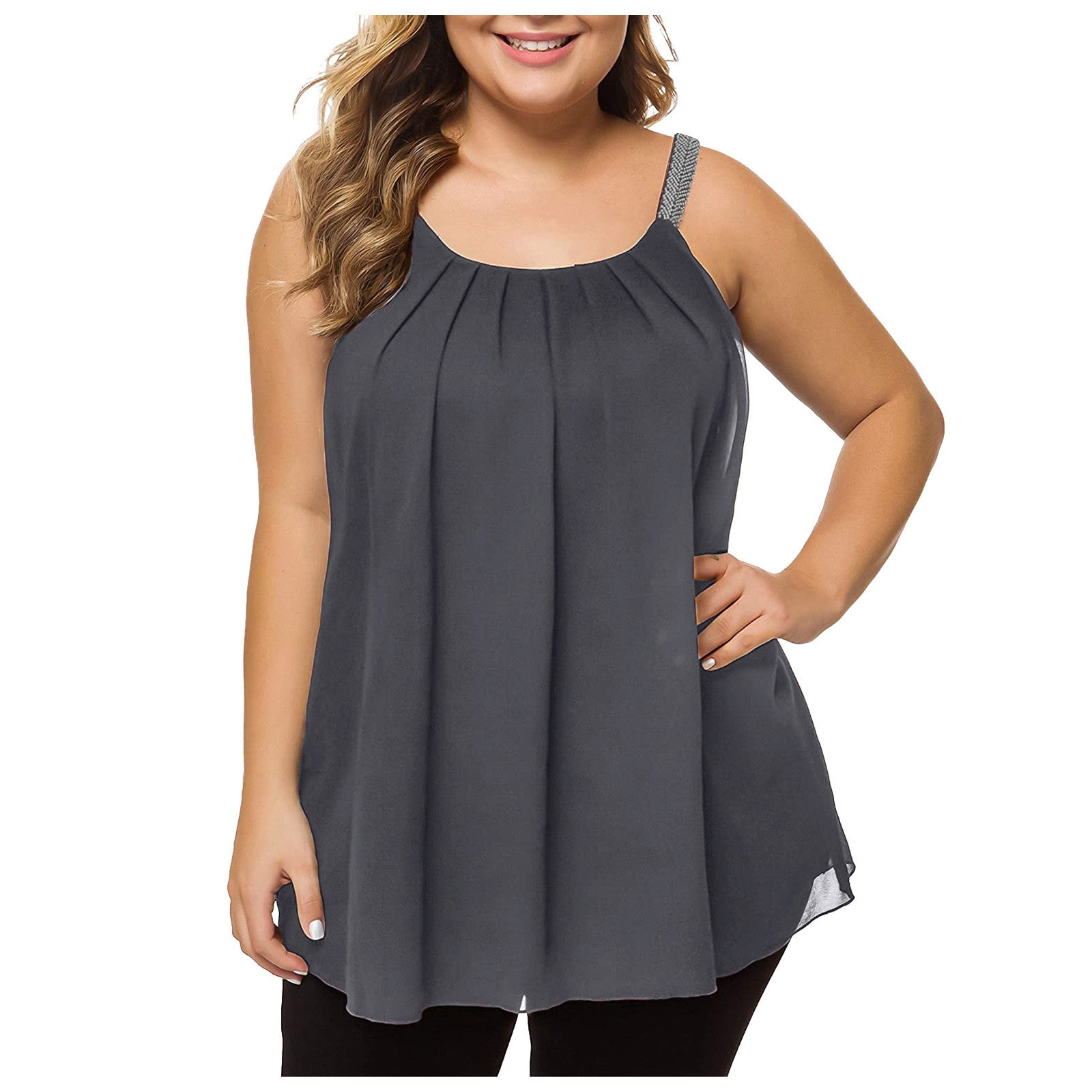 Blaze | Strappy chiffon top met een ronde halslijn