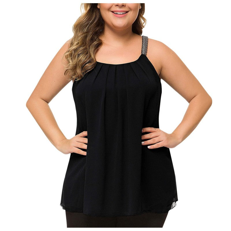 Blaze | Strappy chiffon top met een ronde halslijn