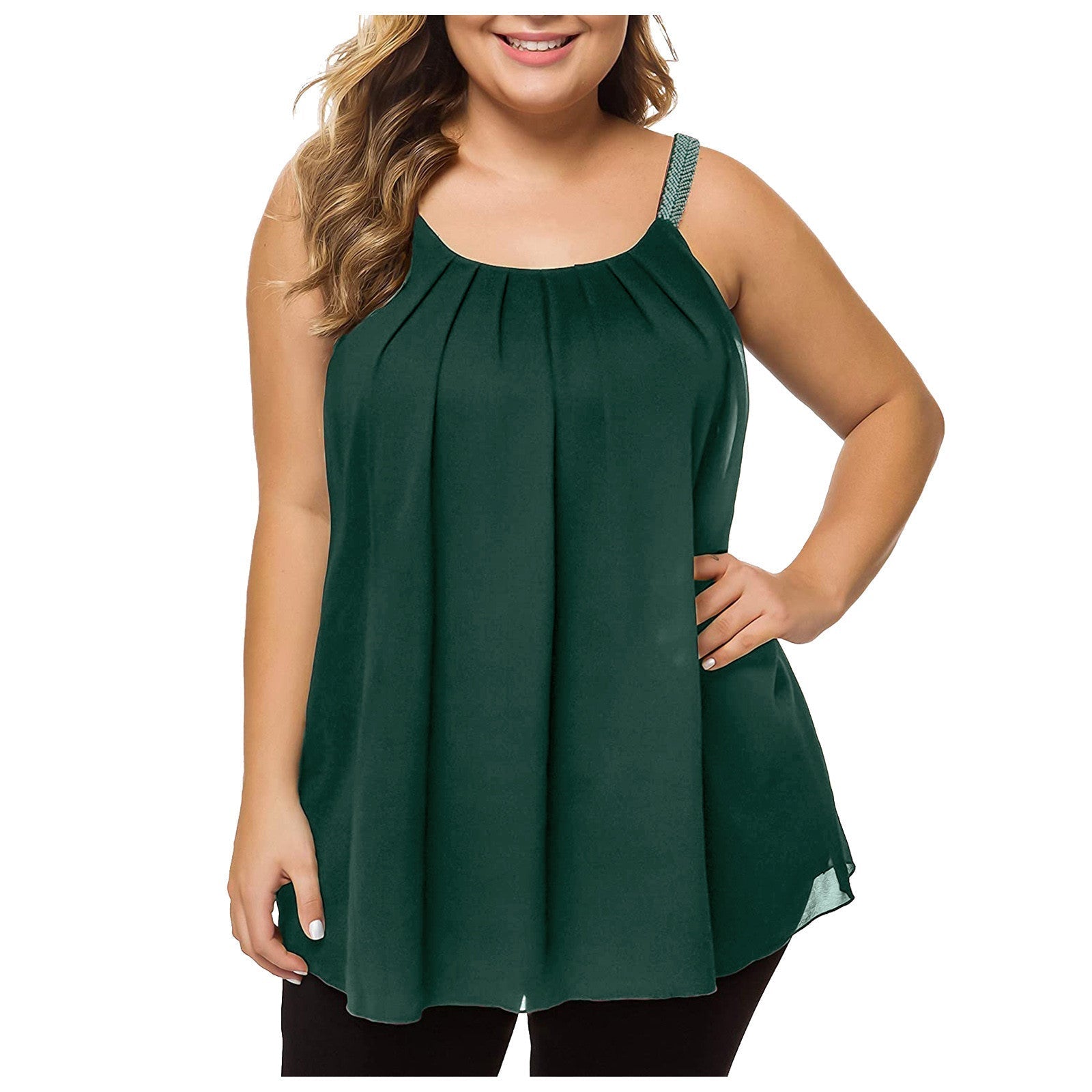 Blaze | Strappy chiffon top met een ronde halslijn