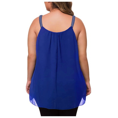 Blaze | Strappy chiffon top met een ronde halslijn