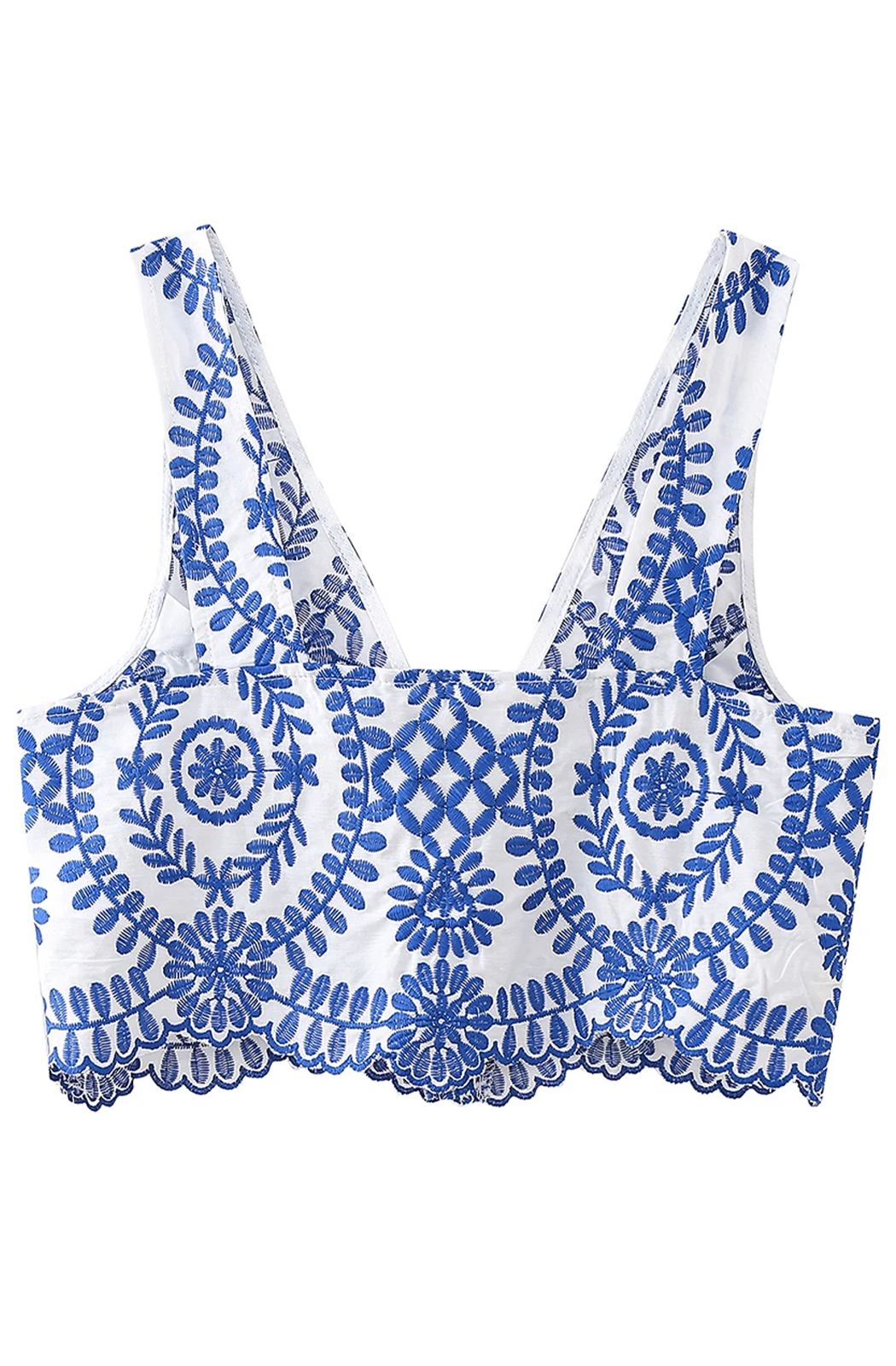 Blaze | Wit met blauw geborduurde crop top