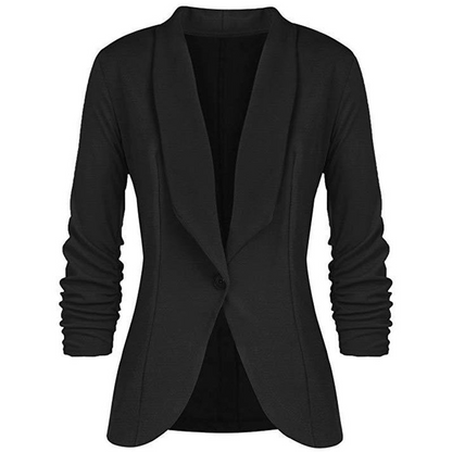 Blazer met reverskraag met één knoop en geplooide mouwen