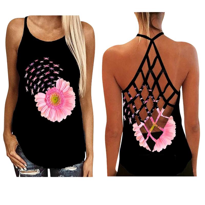 Bohemian, rugloze tanktop met halslijn en bloemenprint