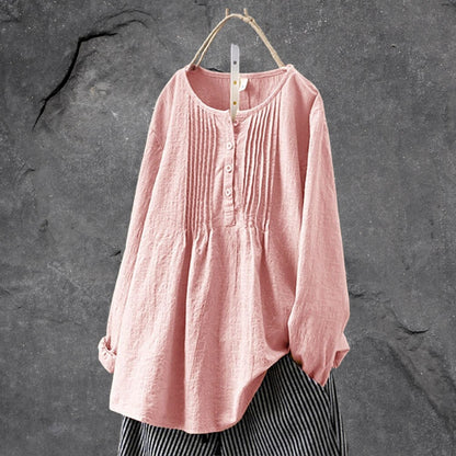 Boho-chique blouse shirt - met knoopsluiting & rimpels