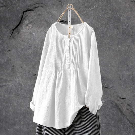 Boho-chique blouse shirt - met knoopsluiting & rimpels