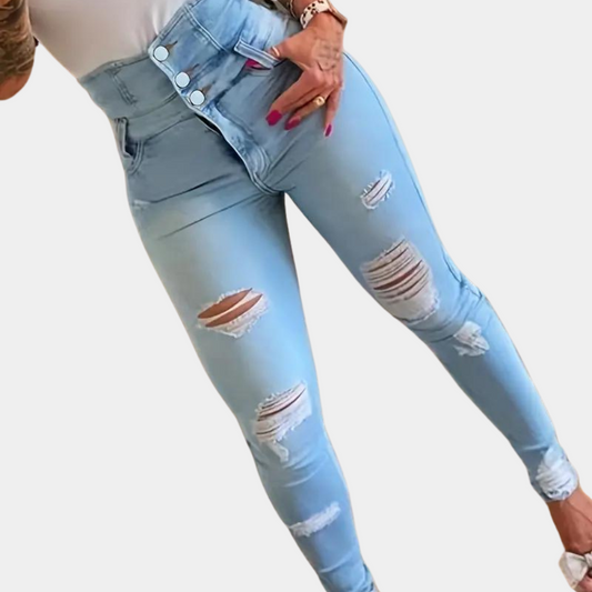 MiraStyles - Ripped jeans met hoge taille