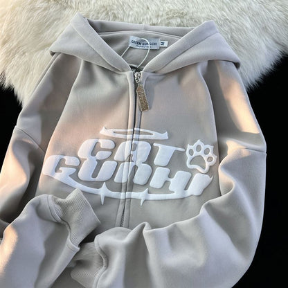 "CATGUNHI" sweatshirt met rits voor dames