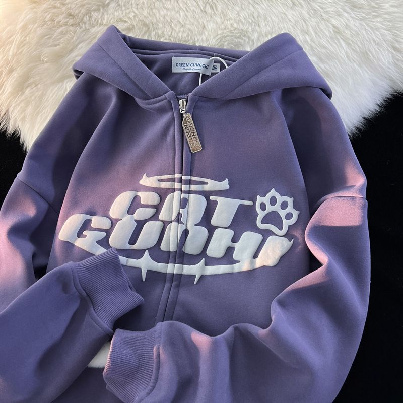 "CATGUNHI" sweatshirt met rits voor dames