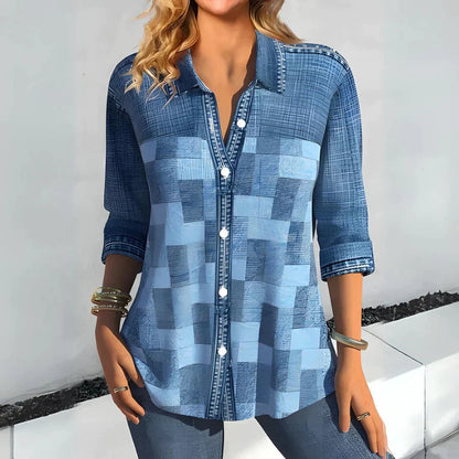 Casual geruite blouse