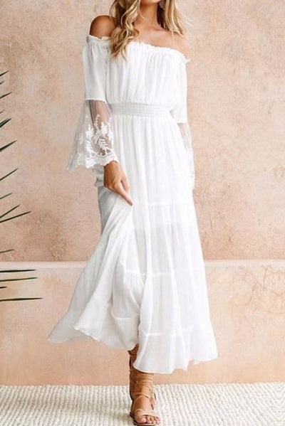 Lara - Witte bohemian maxi jurk